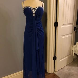 Blue Formal Dress with Crystal Details